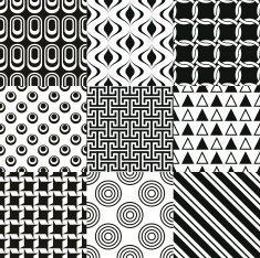 seamless monochrome geometric pattern set N3