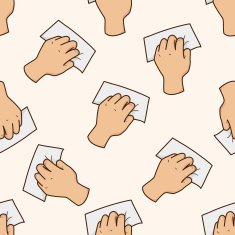 hand holding paper cartoon seamless pattern background