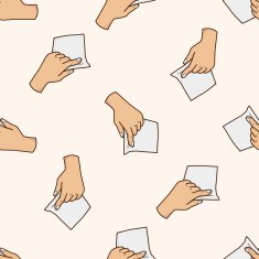 hand holding paper cartoon seamless pattern background N11