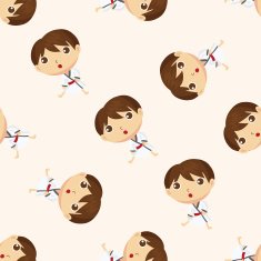 Taekwondo cartoon seamless pattern background N8