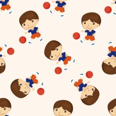basketball player cartoon seamless pattern background N39