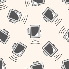 Computer-related desktop icon cartoon seamless pattern background N42