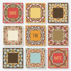 set of cards with kaleidoscope pattern