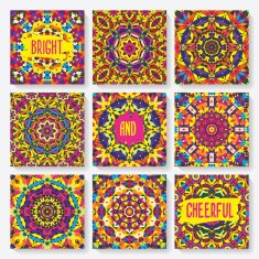 set of cards with kaleidoscope pattern N2