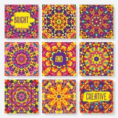 set of cards with kaleidoscope pattern N4