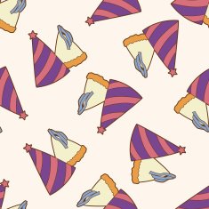 Birthday hat cartoon seamless pattern background N2