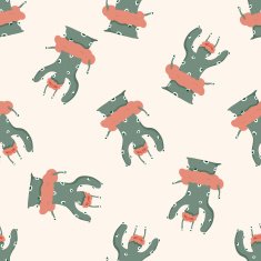 monster cartoon seamless pattern background N37