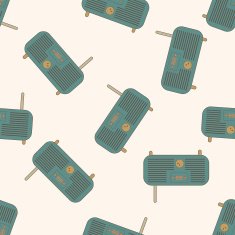 radio cartoon seamless pattern background N59