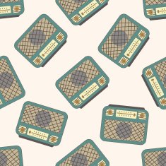radio cartoon seamless pattern background N61