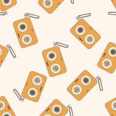 radio cartoon seamless pattern background N63