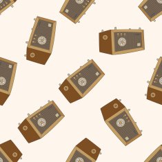 radio cartoon seamless pattern background N67