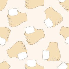 hand holding paper cartoon seamless pattern background N15