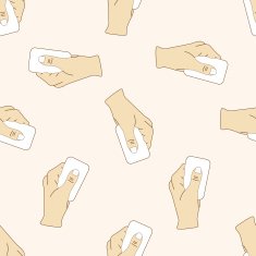 hand holding paper cartoon seamless pattern background N16