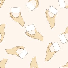 hand holding paper cartoon seamless pattern background N22