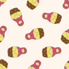 Matryoshka Russian traditional wooden doll cartoon seamless pattern background N65