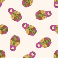 Matryoshka Russian traditional wooden doll cartoon seamless pattern background N68