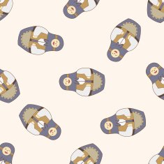 Matryoshka Russian traditional wooden doll cartoon seamless pattern background N70