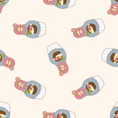 Matryoshka Russian traditional wooden doll cartoon seamless pattern background N73