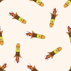 spaceship cartoon seamless pattern background N77