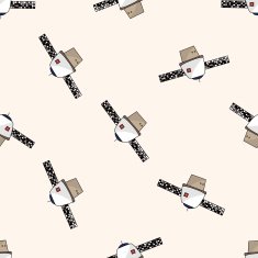 Space Satellite cartoon seamless pattern background N8