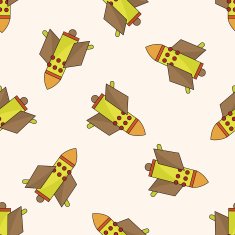 spaceship cartoon seamless pattern background N79