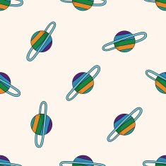 Space planet cartoon seamless pattern background N12