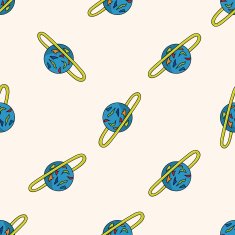 Space planet cartoon seamless pattern background N13