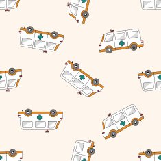 transportation ambulance cartoon seamless pattern background N4