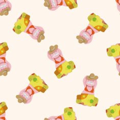 animal hippo summer cartoon seamless pattern background