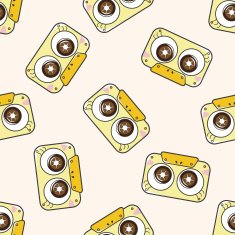 Audiotape cartoon seamless pattern background N35