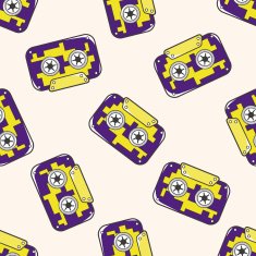 Audiotape cartoon seamless pattern background N36