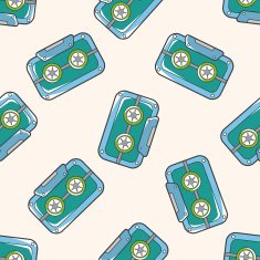 Audiotape cartoon seamless pattern background N38
