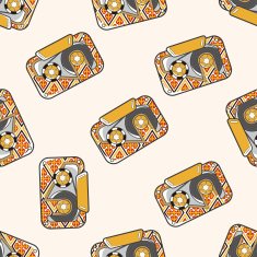 Audiotape cartoon seamless pattern background N40