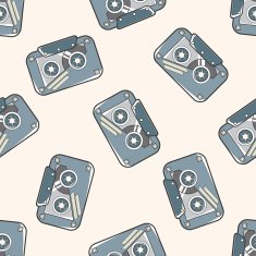 Audiotape cartoon seamless pattern background N42