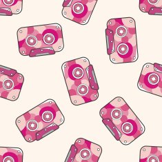 Audiotape cartoon seamless pattern background N43
