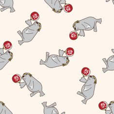 animal seadog summer cartoon seamless pattern background
