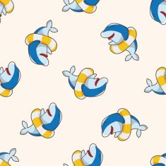 animal dolphin summer cartoon seamless pattern background