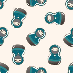 Matryoshka Russian traditional wooden doll cartoon seamless pattern background N77