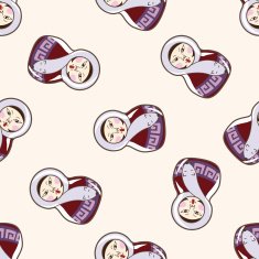 Matryoshka Russian traditional wooden doll cartoon seamless pattern background N80