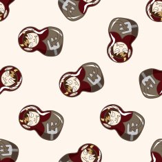 Matryoshka Russian traditional wooden doll cartoon seamless pattern background N83