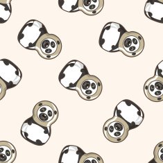 Matryoshka Russian traditional wooden doll cartoon seamless pattern background N86