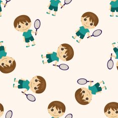 tennis player cartoon seamless pattern background N11