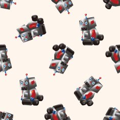 robot cartoon seamless pattern background N117