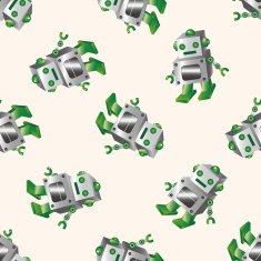 robot cartoon seamless pattern background N122