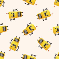 robot cartoon seamless pattern background N125