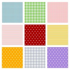 Set of polka dots and tartan patterns