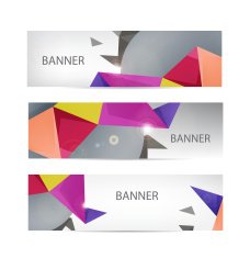 Vector banners collection with abstract multicolored polygonal mosaic backgrounds Modern