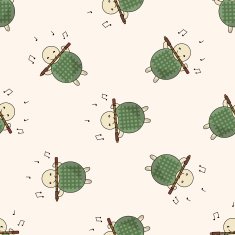 animal turtle playing instrument cartoon seamless pattern background N2