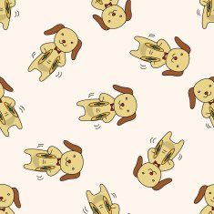 animal dog playing instrument cartoon seamless pattern background N9