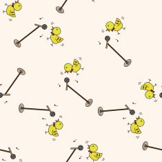 animal bird playing instrument cartoon seamless pattern background N3